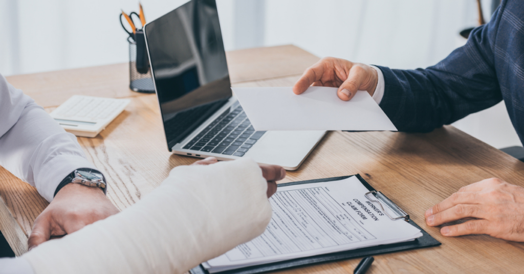 Injured person talking to a lawyer